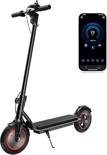 iScooter Electric Scooter Adults, 23 Miles Travel Range, 22Mph Top Speed, Foldable Scooter Electric with 10 Inch Solid Tire, Smart APP, Double Braking Systems, Escooter for Teenager and Adults- Black