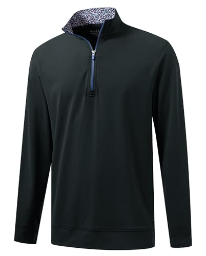 M MAELREG Mens Pullover Quarter Zip Moisture Wicking Stretch Midlayer