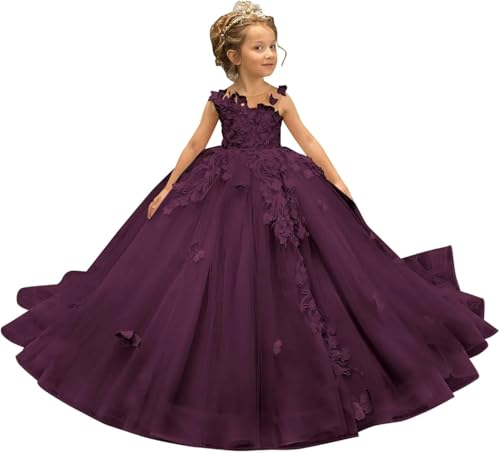 Kids Pageant Dresses for Girls Flower Girl Dresses for Wedding Tulle Prom Ball Gown Girls Formal Dress