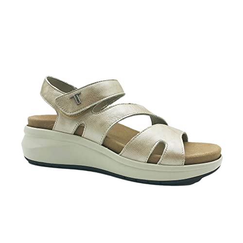 TREINTAS Sandalias Tiras Plantilla Extraible Mujer 4348 Color: Dorado Talla: 36