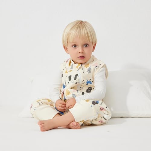 Image of Duomiaomiao 2.5 TOG Toddler Sleep Bag 12-24 Months 100% Cotton Winter Side Open Zipper Baby Sleep Sack with Feet, Warm Toddler Wearable Blanket