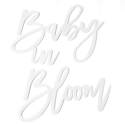 Image of White Baby in Bloom Sign for Baby Shower - Felt Letter Baby in Bloom Large Banner Sign Party Backdrop for He or She Baby Shower Gender Reveal 1st Birthday Event Wall Photo Props Decor