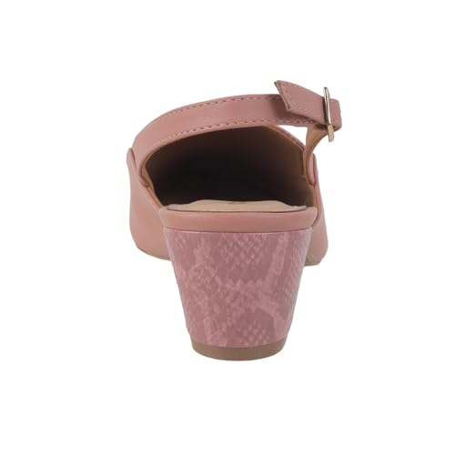 Image of Mochi Women Synthetic Leather Claasic Block Heel Backstrap Sandal
