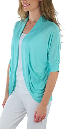 Image of ToBeInStyle Womens Open Front Casual Shrug Lightweight Layering Cardigan Sleeveless or Short Sleeve