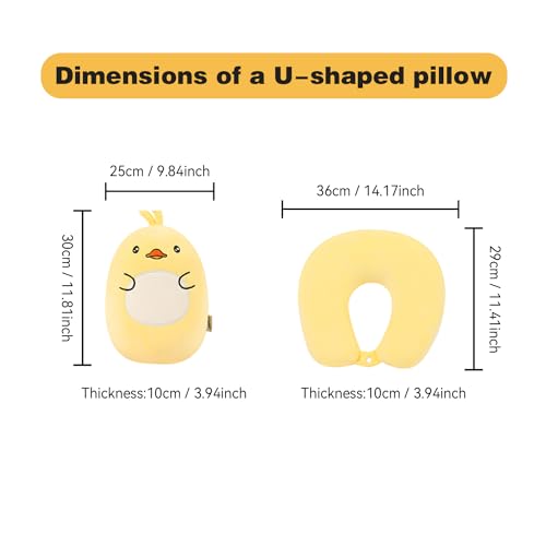 Image of Kids Travel Pillow - 2-in-1 Deformable Kids Neck Pillow for Traveling, Soft U-Shaped Pillow with Adorable Animal Design, Comfy Sleep and Play, Ideal for Airplanes and Cars - Yellow Duck