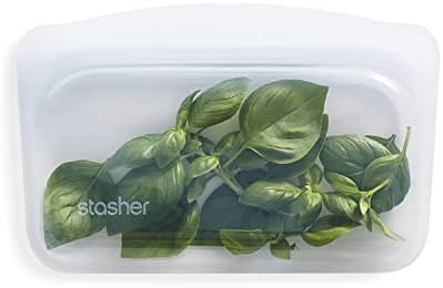 Stasher Premium Silicone Reusable Food Storage Snack Bag, Clear, ...
