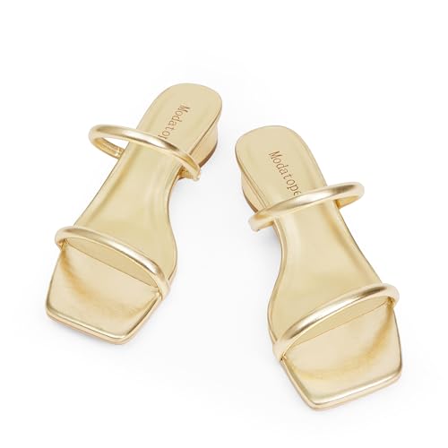 Modatope Square Open Toe Heeled Sandals Women Two Strap Chunky Heel Sandals for Women Low Block Heel Sandal Dressy3