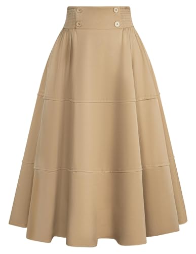 Amazon.com: Belle Poque Women's High Waist Pleated Swing Long