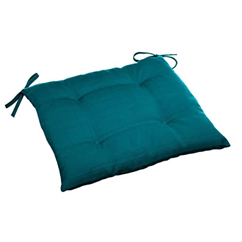 Hespéride - Galette de Chaise carrée 4 Points Bleu Canard