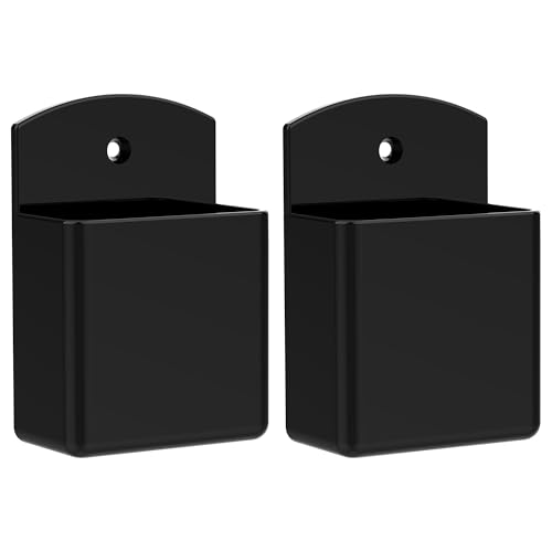 DRQ 2pc Adhesive Remote Control Holder, Wall Mount TV Controller Holder, TV Remote Organizer, Wall Pen Holder Desk Accessories Storage for Home Office School, Black