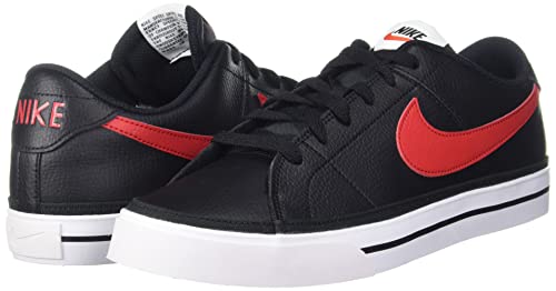 Image of Nike Men's Court Legacy Canvas Black /University RED-White Leather Tennis Shoe (CU4150-001)
