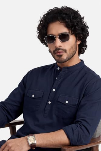 Image of SNITCH Men Casual Kurta Shirt | Regular Fit Full Sleeve Mandarin Collar Solid Pattern | Premium Cotton Linen Blend & Breathable Fabric for Festive Season & Holiday Wear