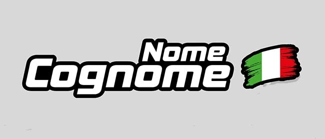 Kit adesivi nominativi (12 pezzi) - Bandiera + Nome + Cognome UCI MOD. H - Stampa U.V. Su PVC TRASPARENTE alta resistenza all'esterno ed antigraffio (stampa sul retro)