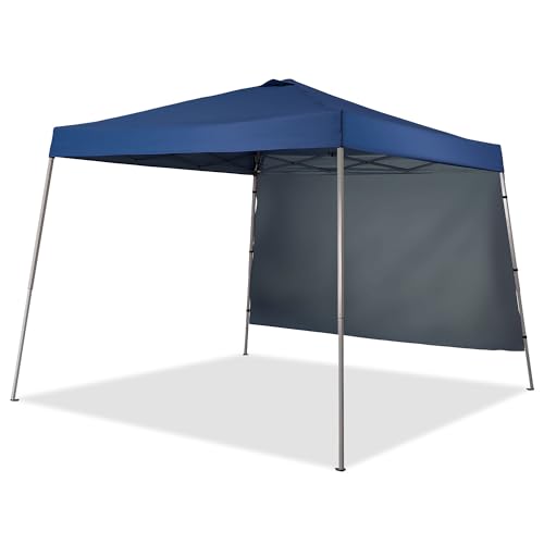GDY 10x10 FT Pop Up Canopy Outdoor Instant Tent Slant Legs with a Sidewall,Equipment Vents, Portable Gazebo Shelter for Patio, Deck, Beach and Garden,Navy Blue.