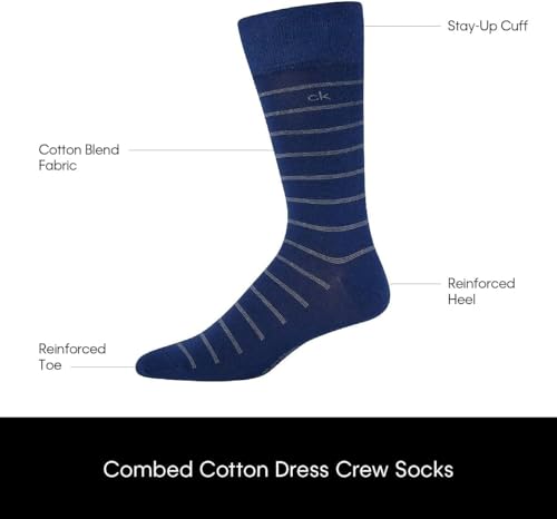 Calvin Klein Men's Dress Socks - Cotton Blend Crew Socks: Patterns and Solids (4 Pack)3