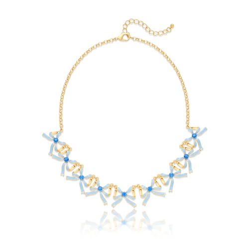 LILIE&WHITE Christmas Necklaces for Women With Classic Blue Bow Charms
