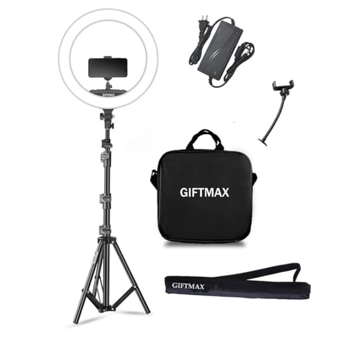 Image of GIFTMAX 18 Inch LED Ring Light with Stand | 2 Color Modes & Dimmable Brightness | Remote Control | for YouTube, Makeup, Vlogging, Video Shoot, Live Streaming | Compatible with iPhone & Android