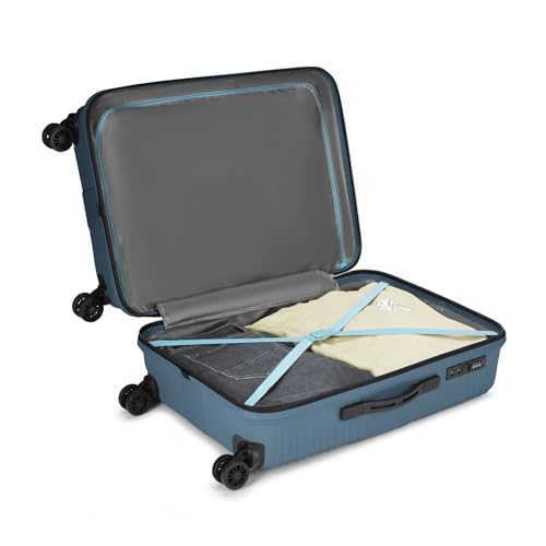 Image of Aristocrat Crystal Set of 2 Trolley Bag 55 & 66cm | S+M | Hard Luggage | 8-Wheel Suitcase for Travel | Combination Lock with Anti-Theft Zipper | Polypropylene | 3 Years International Warranty (Teal)