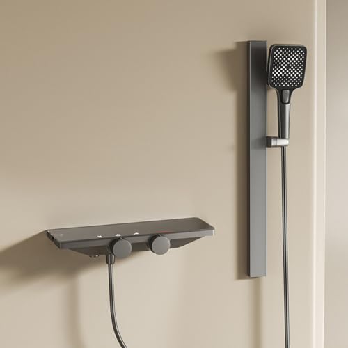 Grifo de Bañera con Ducha de Mano 3 Modos Color Gris Metalizado con Barra de Ducha Elevable