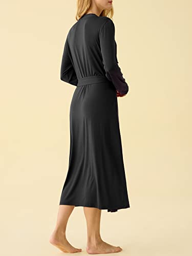 Latuza Women's Viscose Robes Long Sleeves Bathrobe with Pockets2