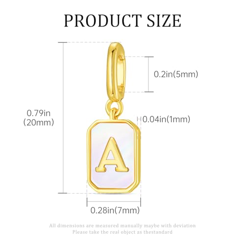 Letter Charms Gold Initial Charm with Clasp Rectangle Alphabet Letter Pendants for Necklace Bracelet3