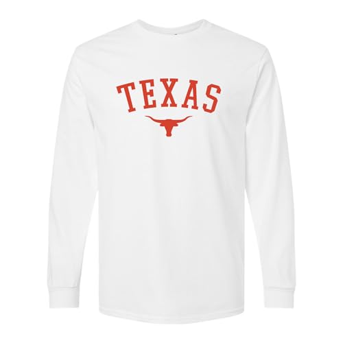 Texas Long Sleeve T-Shirt for Men Women Unisex 100% Cotton Texas State Pride Graphic Tee Standard Fit Long Sleeve Top - 2X-Large - White