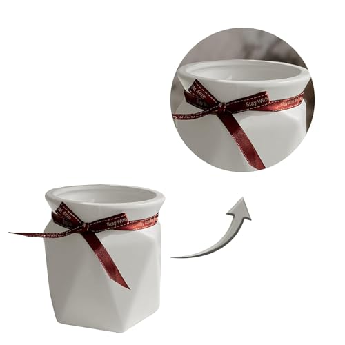 Image of Art Street Origami Flower Vase Without Flowers, Modern & Classic Decorative Flower Pot for Home Decor, Living Room & Office Decoration, Vintage Tabletop & Bookshelf Decor (White,Size:5X5 Inch)