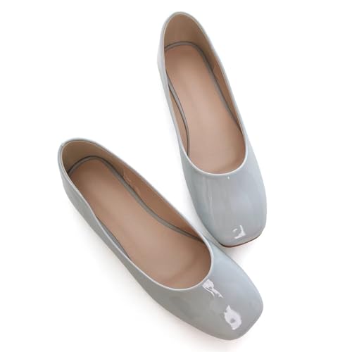 Image of ChaiRong Zhou Women Square Toe Ballets Flats Comfort Slip On Walking Shoes for Driving