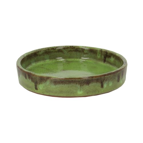 Rivanto® Blumentopf Untersetzer klein glasiert grün Ø 15,5 cm, H3 cm Keramik Terracotta