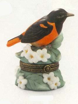 Baltimore Oriole Porcelain Hinged Box - Midwest of Cannon Falls Songbird Series