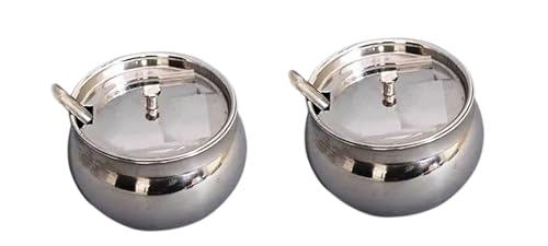 Image of Ghee Pot Ghee Dani Salt Jar Oil Container Oil Pot in Stainless Steel Small Jar for daily kitchen purpose - (Set of 2 ghee pot, 250 ml, Silver)