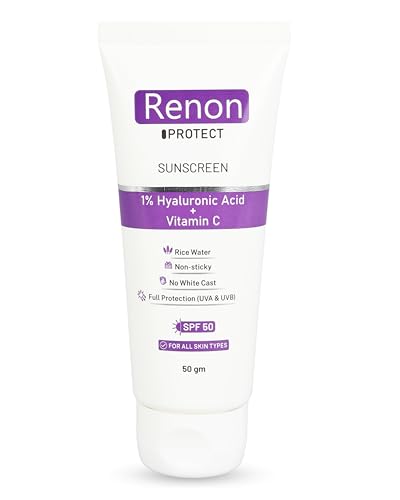 Image of Renon All Sunscreen - Spf 50 Pa+++ 1% Hyaluronic Aqua Gel Sunscreen|Vitamin C+Rice Water|No White Cast |Non Sticky