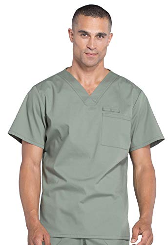 Workwear Professionals Men Scrubs Top V-Neck Plus Size WW675, 4XL, Olive