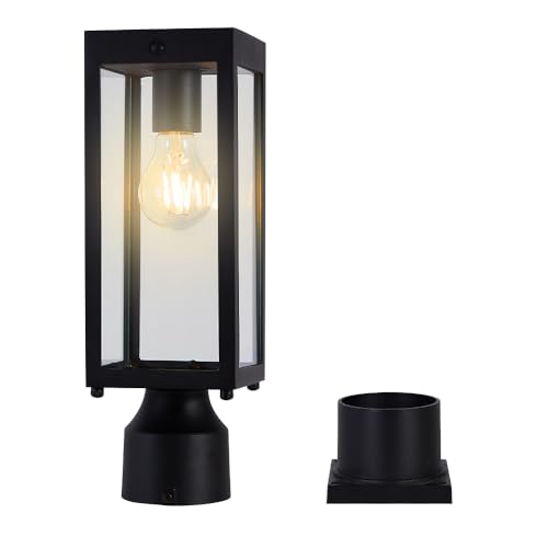 Zinnze Solar Lamp Post Light Outdoor Waterproof,Dusk to Dawn Solar Post Light for Yard,Garden,Driveway and Patio,Matte Black,14.5