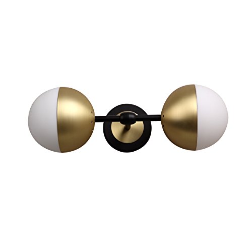 Windsor Home Deco, WH-61406, A Simple Modern Wall Sconce with Glass Lamp Shades, Hardwired Wall Lamp for Bedrooms, Wall Sconce Lighting, Bronze