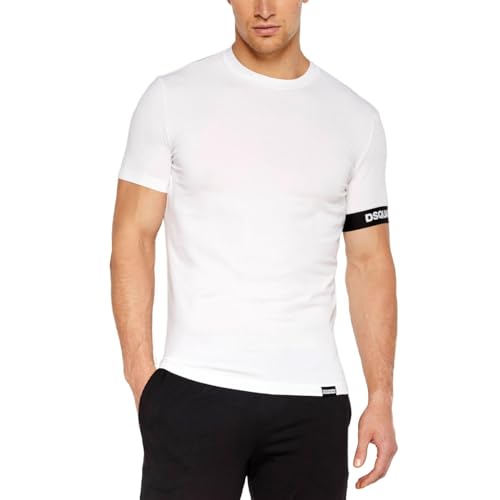 DSQUARED2 T-Shirt Uomo D9M3S5460 Tshirt White (IT, Testo, XL, Regular, Regular, Bianco)