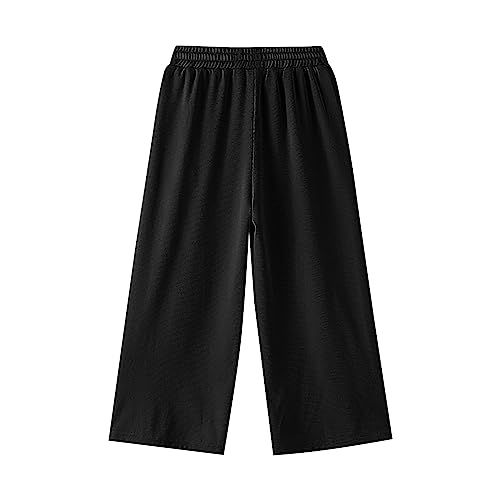 Girls Baggy Sweatpants Ice Silk Wide Leg Soft Comfortable Elastic Waist Solid Color Athletic Kids Casual Pants2