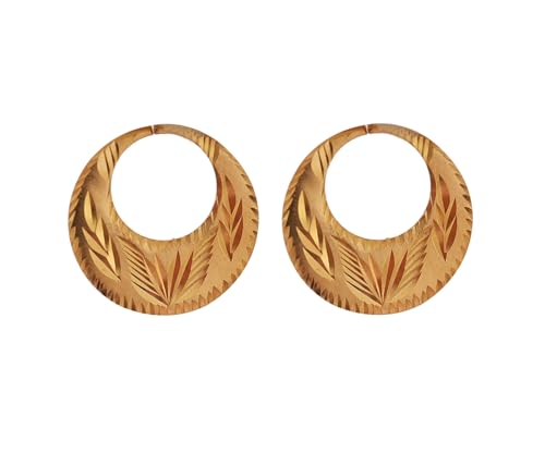 RidVik 1 Micron 22K Gold Plated Nattiyan Earrings For Men's Panjabi Boy | Gold Plated Brass Material Golden Hoop Studs Earrings Bali For Mens Fashion's