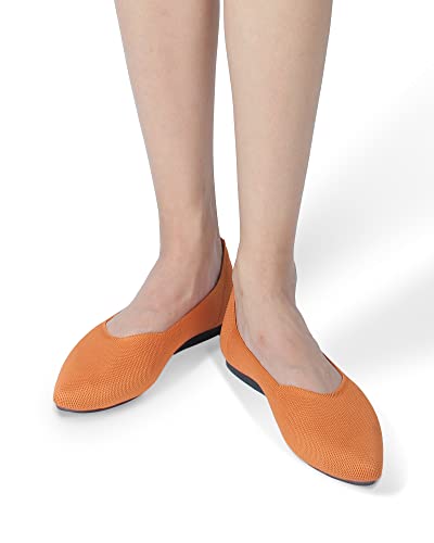 Grbisi Women's Flat Knit Shoes For Women Ballet Pointed Toe Low Wedge Comfortable Washable Foldable Dress Classic Mesh Walking Black Navy Caramel Texture Slip-On Knitted Casual Flexible (Caramel, 9) #TOP7