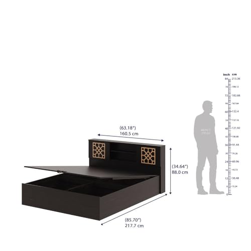 Image of Wakefit Bed | 1 Yr Warranty | Bed Queen Size, Comes with Hydraulic Storage, Noise-Free, Density: 680-750 kg /m, Termite & Borer Resistant, Fits Mattresses Up to 8 inches (Algol 78 x 60 - Wenge)
