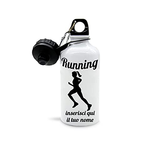 Mr. Gadgets Borraccia personalizzabile con nome vari modelli-Sport- Adulto 500ml (Running Donna)