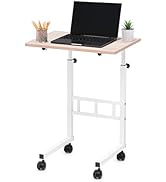 Livzing Height Adjustable Utility Tables for Computer & Laptop-Engineered Wooden Table with Locki...