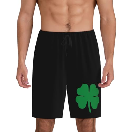 Green 4 Leaf Clover Pajama Shorts for Men, Men's Pajama Bottoms, Sleepwear for Summer