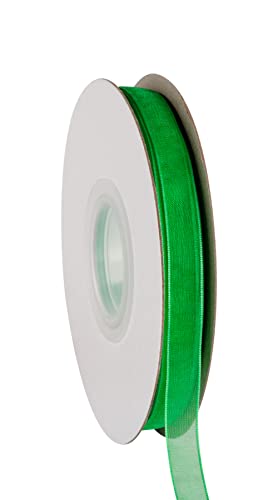 Ribbonitlux 9mm Sheer Organza Ribbon, Classic Green Shimmer Chiffon Ribbon 45M-Roll - Image 4