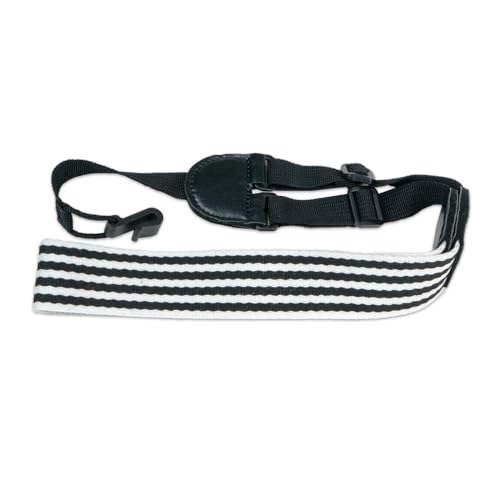 Image of Kadence UKSTP-MC01 Jamming Series Ukulele Strap | Soft Cotton Adjustable Clip-On Strap for Soprano, Concert, Tenor & Baritone Ukulele | Comfortable Shoulder Support | Black & White