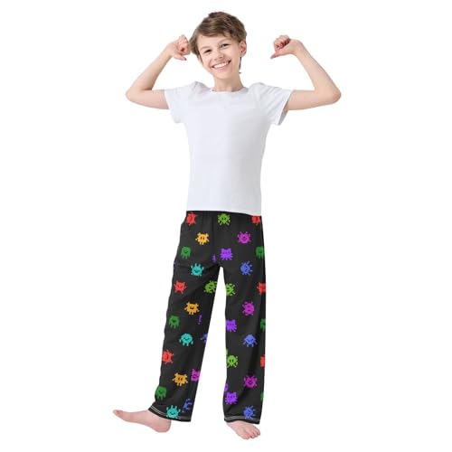 Boys' Pants Colorful Pixel Monster Long Bottoms Jogger Pants Elastic Waist Trousers with Pockets S-XL2