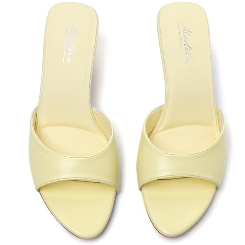 Image of Mostrin Kitten Heels for Women Pointed Toe Vintage Mules Heels Sexy Slip on Stiletto Backless Sandals for Party Wedding Daily
