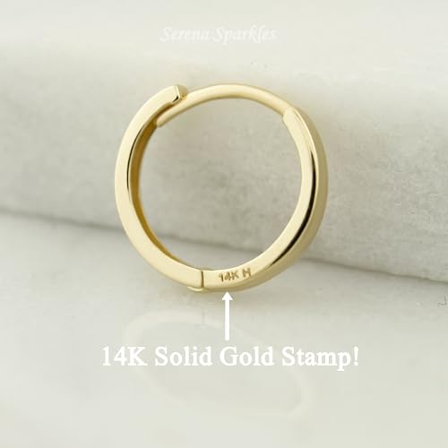 Image of 14k Solid Gold Huggie Earrings, Real Gold Earrings, Plain Gold Huggie Hoop Earrings, Simple Gold Huggie