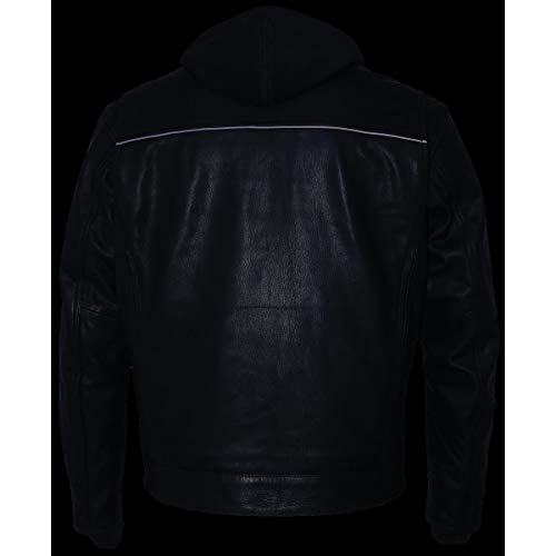 Image of Milwaukee Leather Men's Premium Leather Motorcycle Riders Vented Jacket with Removable Hoody Liner