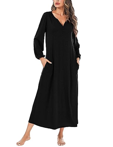 Marvmys Womens Cotton Long Nightgown Long Sleeve...